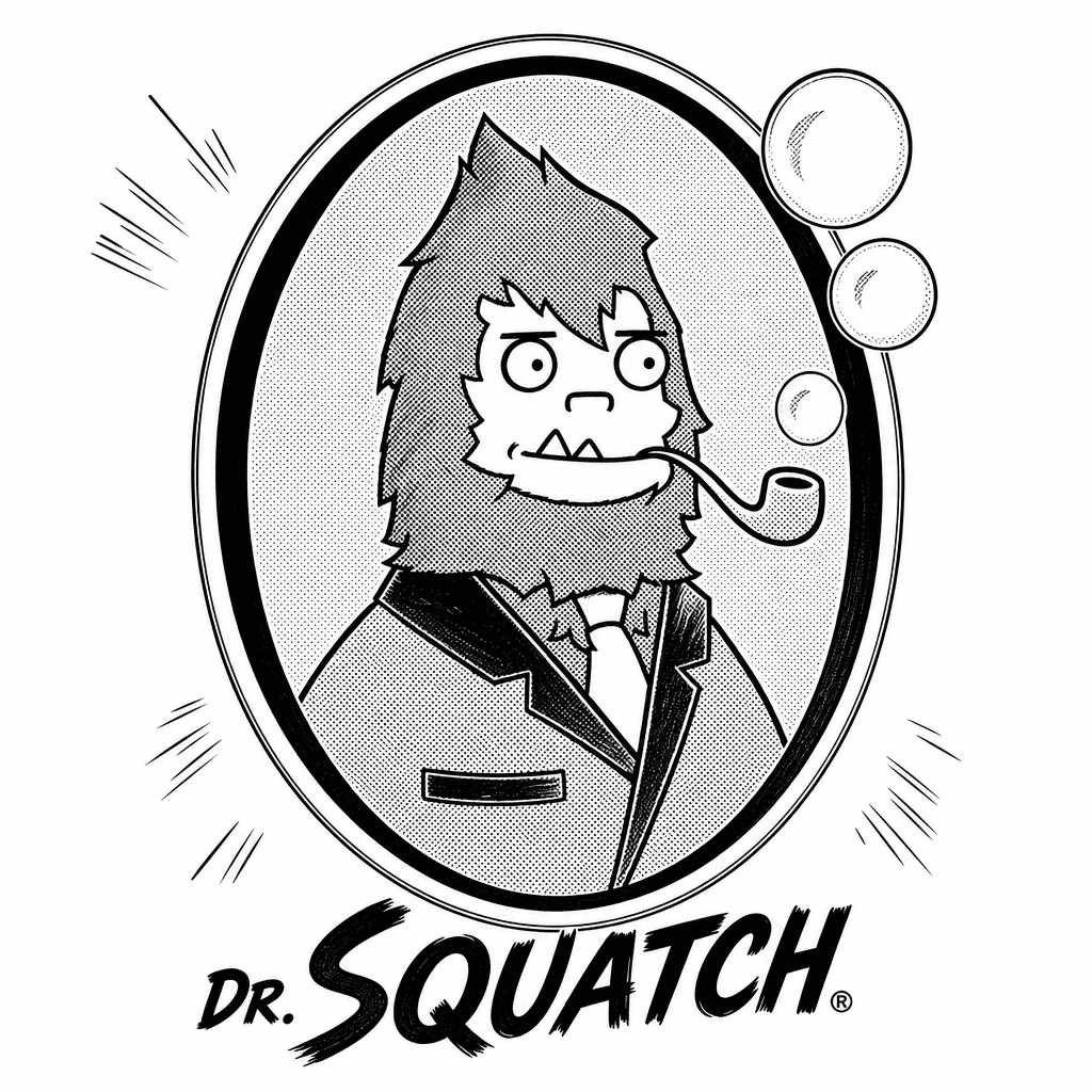 Dr. Squatch's sasquatch mark, manga-inked