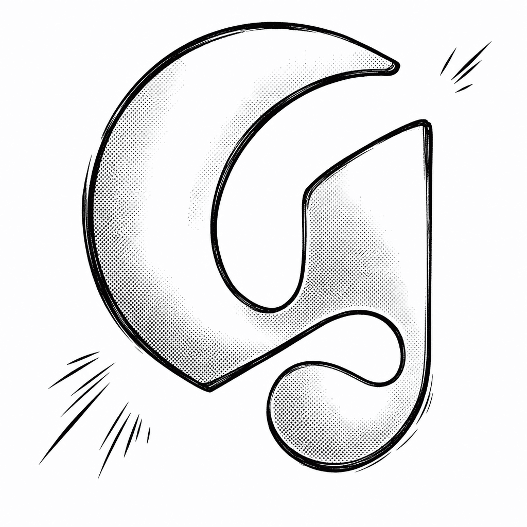 Glossier's G mark, manga-inked