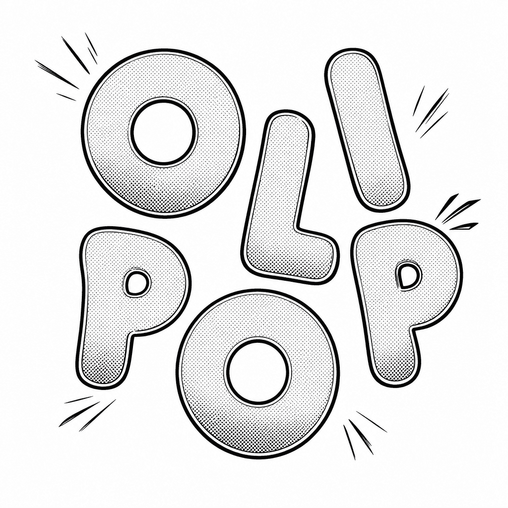 Olipop's wordmark, manga-inked